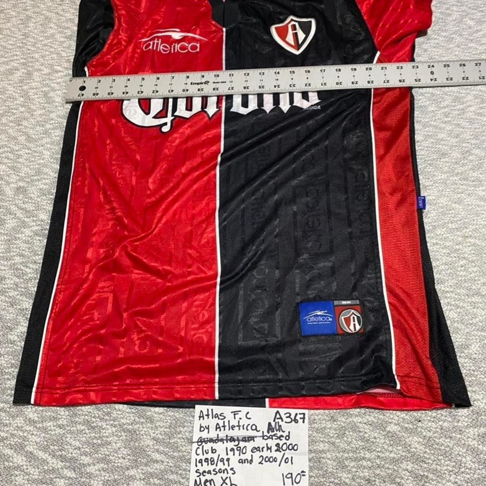 Atletica Atlas FC red/black jersey based club 1990 -2001 season Men XL. SKU-A367